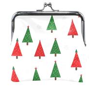 Personalizzato Rosso Verde Alberi di Natale In Pelle Coin Pouch per Le Donne Carino Fibbia Bacio Blocco Piccolo Sacchetto Coin Wallet