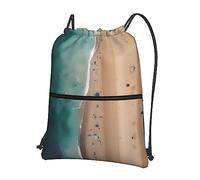 Personalizzato Sacca da Ginnast Aerial View of The Beach Prints Shopping Zaini Unisex Borse da Palestra per Natale, Scuola, Regalo