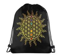 Personalizzato Sackpack Flower of Life Sacred Geometry Mandala Borse da Palestra Fashion Sport String Zaino per Compleanno, Scuola, Viaggi