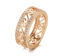 Personalizzato scavato fuori anello zircone per le donne, oro rosa retrò, minimalista e alla moda anello accessorio