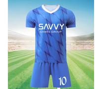 [Personalizzato] Set da 2 pezzi con personalizzazione del nome, nuovo stile 2025, Riyadh Crescent, stesso stile di Neymar #10, set di abbigliamento da calcio per ragazzi, maglietta con collo a mezzalu