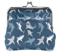 Personalizzato Shark Sea Fish Navy Carino Coin Purse Pouch Cuoio Kiss Lock Piccolo Cambiamento Borsa per Monete, Shark Sea Fish Navy, OneSize