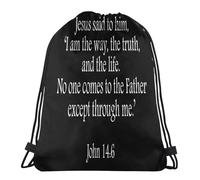 Personalizzato Shopping Zaini Jesus The Way Truth Life John 146 Sport String Zaino Fashion Borsa Sportiva per Regalo, Compleanno, Viaggi