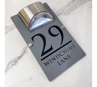 Personalizzato Solar-Powered LED Door Number Sign, Modern Laser-Cut 3D Address Plaque, Waterproof Outdoor Address Sign for Homes, Apartments, Hotels (Gray Black)