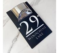 Personalizzato Solar-Powered LED Door Number Sign, Modern Laser-Cut 3D Address Plaque, Waterproof Outdoor Address Sign for Homes, Apartments, Hotels (Black White)