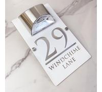 Personalizzato Solar-Powered LED Door Number Sign, Modern Laser-Cut 3D Address Plaque, Waterproof Outdoor Address Sign for Homes, Apartments, Hotels (White Silver)