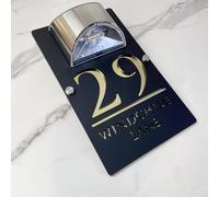 Personalizzato Solar-Powered LED Door Number Sign, Modern Laser-Cut 3D Address Plaque, Waterproof Outdoor Address Sign for Homes, Apartments, Hotels (nero gold)