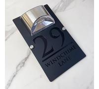 Personalizzato Solar-Powered LED Door Number Sign, Modern Laser-Cut 3D Address Plaque, Waterproof Outdoor Address Sign for Homes, Apartments, Hotels (Black Black)