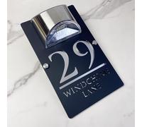 Personalizzato Solar-Powered LED Door Number Sign, Modern Laser-Cut 3D Address Plaque, Waterproof Outdoor Address Sign for Homes, Apartments, Hotels (Black Silver)