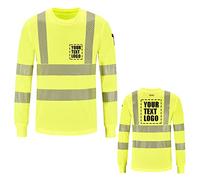 Personalizzato Stampato Manica Lunga Alta Visibilità Camicie Classe 3 Logo Personalizzato Alta Visibilità Riflettente Sicurezza Lavoro Shirt top EN20471 (3XL-4XL, Giallo)