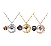 Personalizzato stella luna proiezione collana per le donne argento ti amo 100 lingue collana foto proiezione collane regalo personalizzato per il compleanno di Natale,Stile 9