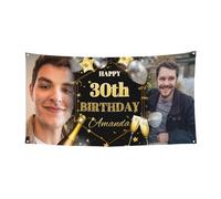 Personalizzato Striscione Compleanno con Nome e Foto - Buon Compleanno Spesso Uso per Donne, Bambini e Uomini