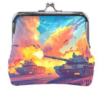 Personalizzato Tank War arancione portamonete in pelle per le donne carino bacio blocco cambio borsa sacchetto di carta, serbatoio guerra arancione, classico, Tank War arancione, Classico