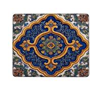Personalizzato Tappetini Mouse, Elegant Blue And Gold Flower Decorative Ornate Tappetino per Il Mouse Ergonomico Gaming Mousepad per Ufficio PC Casa