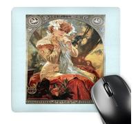 Personalizzato Tappetino per Il Mouse Alphonse Muchas Pretty Lady with Fancy Silver 25X30Cm, Tampone per Mouse Lavabile Gaming Mousepad per Notebook Casa Laptop