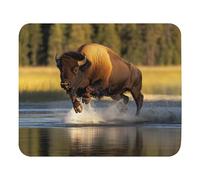 Personalizzato Tappetino per Il Mouse, Bison Crossing The River, Superficie Liscia Tappeto Mouse, Gaming Mousepad, 25X30cm, Casa, Ufficio, Laptop