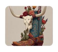 Personalizzato Tappetino per Il Mouse Custom Personalized Wild West Cowboy Boot Animal Skull Cacti Picture Gaming Mousepad Tappeto Mouse 25x30cm per PC,Laptop,Notebook