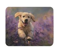 Personalizzato Tappetino per Il Mouse, Golden Retriever Puppy Running Through A Lavender Field, Pratica Tappeto Mouse, Gaming Mousepad, 25X30cm, Notebook, Laptop, Computer