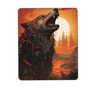 Personalizzato Tappetino per Il Mouse, Howling Wolf And Moon, Antiscivolo Tappetino per Mouse, Mousepads, 25X30cm, Ufficio, Laptop, Casa