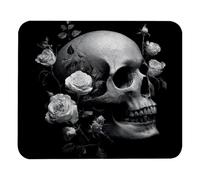 Personalizzato Tappetino per Il Mouse Skull Roses Flower Black Gaming Mousepad Tappetino per Mouse 25x30cm per Ufficio,Computer,Laptop