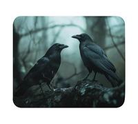 Personalizzato Tappetino per Il Mouse Two Crows Sitting on a Branch in The Gaming Mousepad Tampone per Mouse 25x30cm per Ufficio,Laptop,Notebook