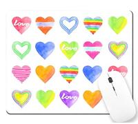 Personalizzato Tappetino per Il Mouse Watercolor Colorful Hearts Day Gaming Mousepad Tappetini Mouse 25x30cm per Casa,Ufficio,PC