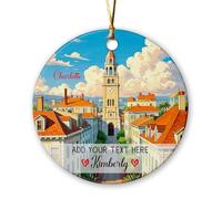 Personalizzato Testo/Nome Charlotte City Viaggio Souvenir Ceramica Ornamento di Natale 2025, Charlotte Skyline Ornamenti Albero di Natale, Personalizzato Charlotte North Carolina USA Vacanza Ornamento