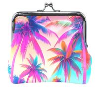 Personalizzato Tropicale Colorful Palm Neon Donne Coin Borse & Sacchetti Bacio Blocco Piccolo Cambiamento Borsa per le Ragazze, Palma tropicale colorato neon, classico