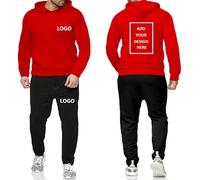 Personalizzato Tuta Da Ginnastica Personalizzata Logo Uomo Felpe con Cappuccio Set 2 Pezzi Abbigliamento Sportivo Felpe con Cappuccio + Pantalone Tuta Caldo Pullover Color3,XL
