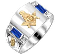 Personalizzato Uomo 925 Argento Sterling & 14k Oro Master Mason Solido Retro