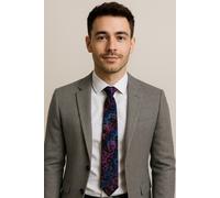 Personalizzato Uomo Cravatta Blu Floreale & Nero Rosa Paisley Design Seta