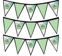 Personalizzato Verde Menta Compleanno Bandierine Festa Decorazione 3M Tessuto