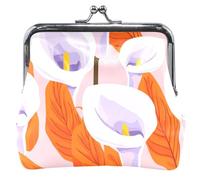 Personalizzato Viola Calla Lily Fiori Bianco Arancione Coin Purse per le Donne in Pelle Carino Bacio Blocco Carta Cambiamento Borsa per la moneta
