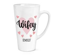 Personalizzato Wifey 483ml Grande Latte Tazza Valentines Love Moglie Compleanno