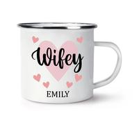 Personalizzato Wifey Smalto Tazza Valentines Love Ragazza Compleanno Divertente