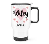 Personalizzato Wifey Viaggio Tazza Manico Valentines Love Compleanno Divertente