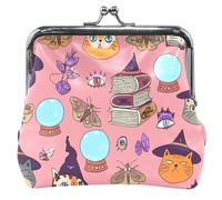 Personalizzato Witchy Cats Halloween Rosa Donne Moneta Borse & Sacchetti Bacio Blocco Carta Cambiare Borsa per la Moneta, Gatti Streghe Halloween Rosa, classico