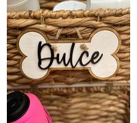 Personalizzato Wooden Dog Bone Name Tag - Personalizzato Placa Nome Animale per Cassetta per Cani - Segno Rustico per Amanti dei Cani (Stile 1)