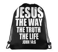 Personalizzato Zaino Coulisse John 146 Book Verse Jesus The Way The Truth The Life Zaino Sportivo con Coulisse Sacco Sportive per Piscina Yoga Nuoto 36X42Cm