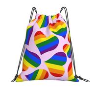 Personalizzato Zaino Coulisse LGBT Rainbow Pride Zaino Sportivo con Coulisse Sacca Sportivo per Nuoto Spiaggia Festival 36X42cm
