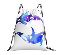 Personalizzato Zaino Coulisse Orca Killer Whale Print Gym Sack Fashion Sacca Sportiva Palestra per Spiaggia Piscina Adulto 36X42Cm