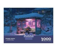 Persone alle Fermate dell'Autobus Jigsaw 1000Pcs Notte Invernale Puzzle Classic Adulti Ragazzi Rilassamento Intelligence Decorazione Della Famiglia 70x50cm/1000pcs