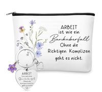 Perthlin Regalo d'Addio per Collega Portachiavi per Collega + Borsa per Trucchi Regalo di Ringraziamento per Collega Amico Pensionamento Cambio di Lavoro Compleanno Natale(Papavero)