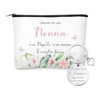 Perthlin Regalo la Nonna Portachiavi della Nonna Borsa per Cosmetici Nonna Ti Amo Regalo Portachiavi con Pendente a Fiore Cuore Regalato dal Nipote alla Nonna per il Regalo Natale Regalo Compleanno