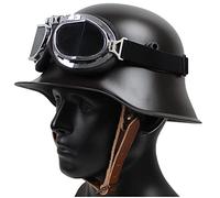 PERTID Elmetto Tedesco Prima Guerra Mondiale M18 in Acciaio, Casco da Soldato con Occhiali Protettivi, Replica Dettagliata del Casco Indossato dai Militari Tedeschi nella Grande Guerra