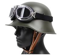 PERTID Elmetto Tedesco Prima Guerra Mondiale M18 in Acciaio, Casco da Soldato con Occhiali Protettivi, Replica Dettagliata del Casco Indossato dai Militari Tedeschi nella Grande Guerra