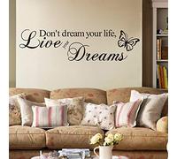 Pertruc DON't DREAM YOUR LIFE, LIVE YOUR DREAMS, decalcomania da parete in vinile con parole