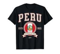 Perù Collegiate Varsity Crest Estd 1821 Repubblica del Perù Arte Maglietta con Stampa Grafica Economica