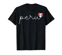 Perù, corsivo, Script, Tipografia, con, Peruviano, Bandiera, Cuore, Icona Maglietta con Stampa Grafica Economica, Uomo, Nero, L