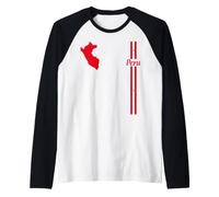 Perù, Mappa, Silhouette, Bandiera, Strisce, Peruviano, Orgoglio Maglia con Maniche Raglan